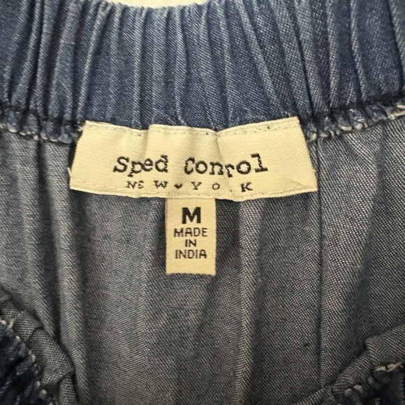 Speed Control Women’s Denim Off Shoulder Dress Blue Tie Sleeve Medium Casual - Picture 3 of 5